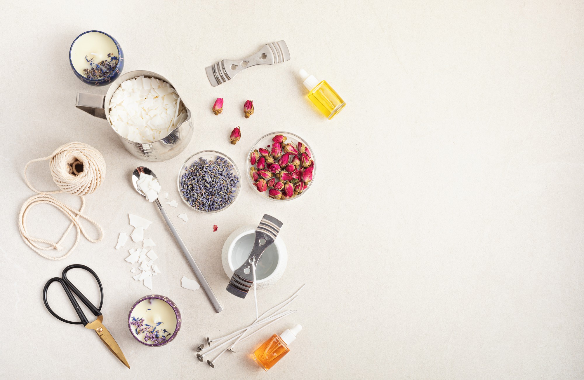 Flatlay of ingredients for a workshop kit
